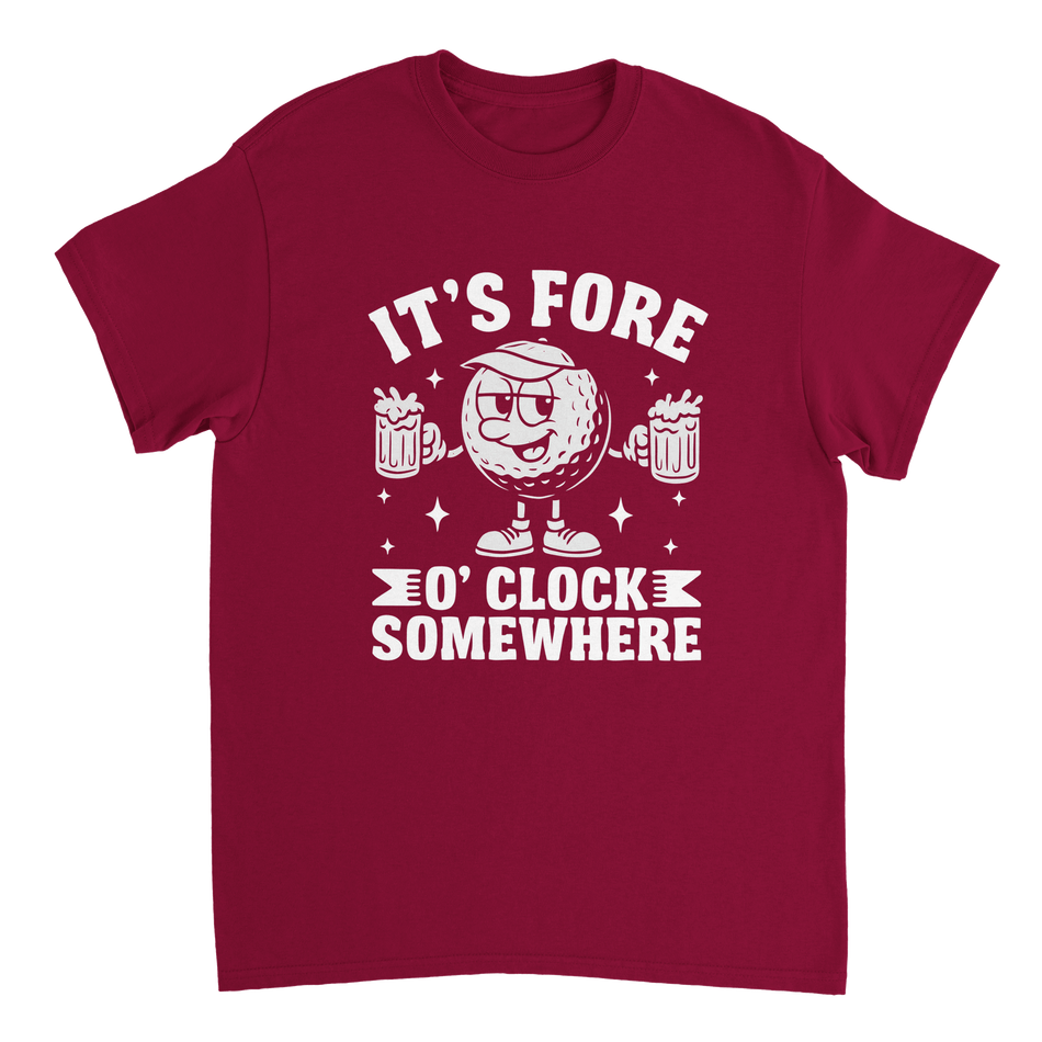It's Fore O'Clock Somewhere Golf T-Shirt – Heavyweight Cotton, Classic Fit, Durable Casual Wear - KPAP Canada