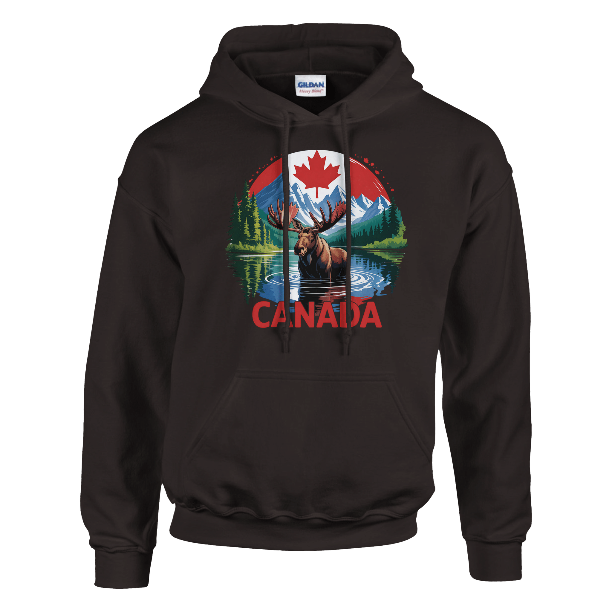 Canadian Moose & Mountains Pullover Hoodie – Heavy Blend Comfort - KPAP Canada