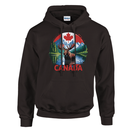 Canadian Moose & Mountains Pullover Hoodie – Heavy Blend Comfort - KPAP Canada