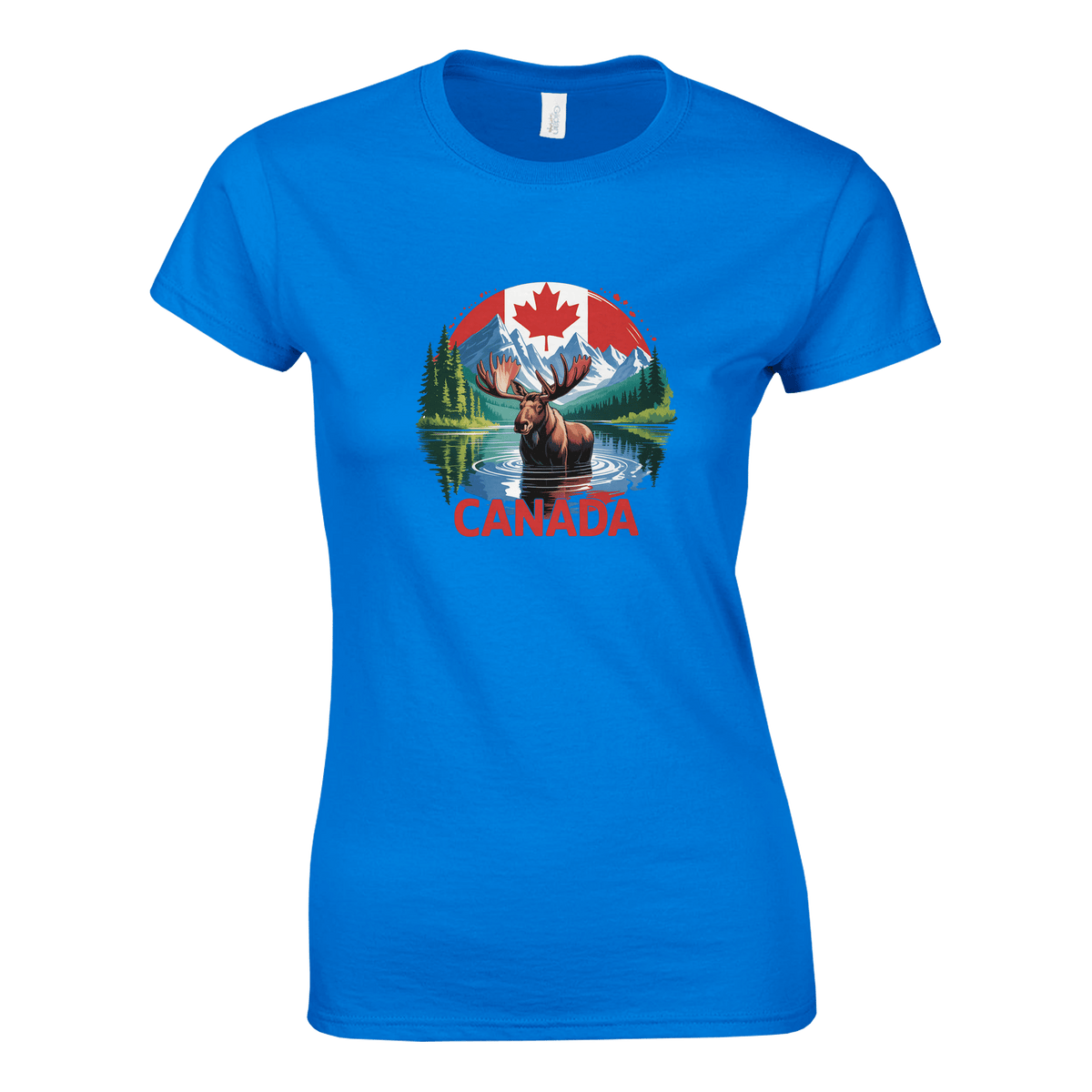 Ladies T-Shirt - Canada Moose and Mountains Design - KPAP Canada