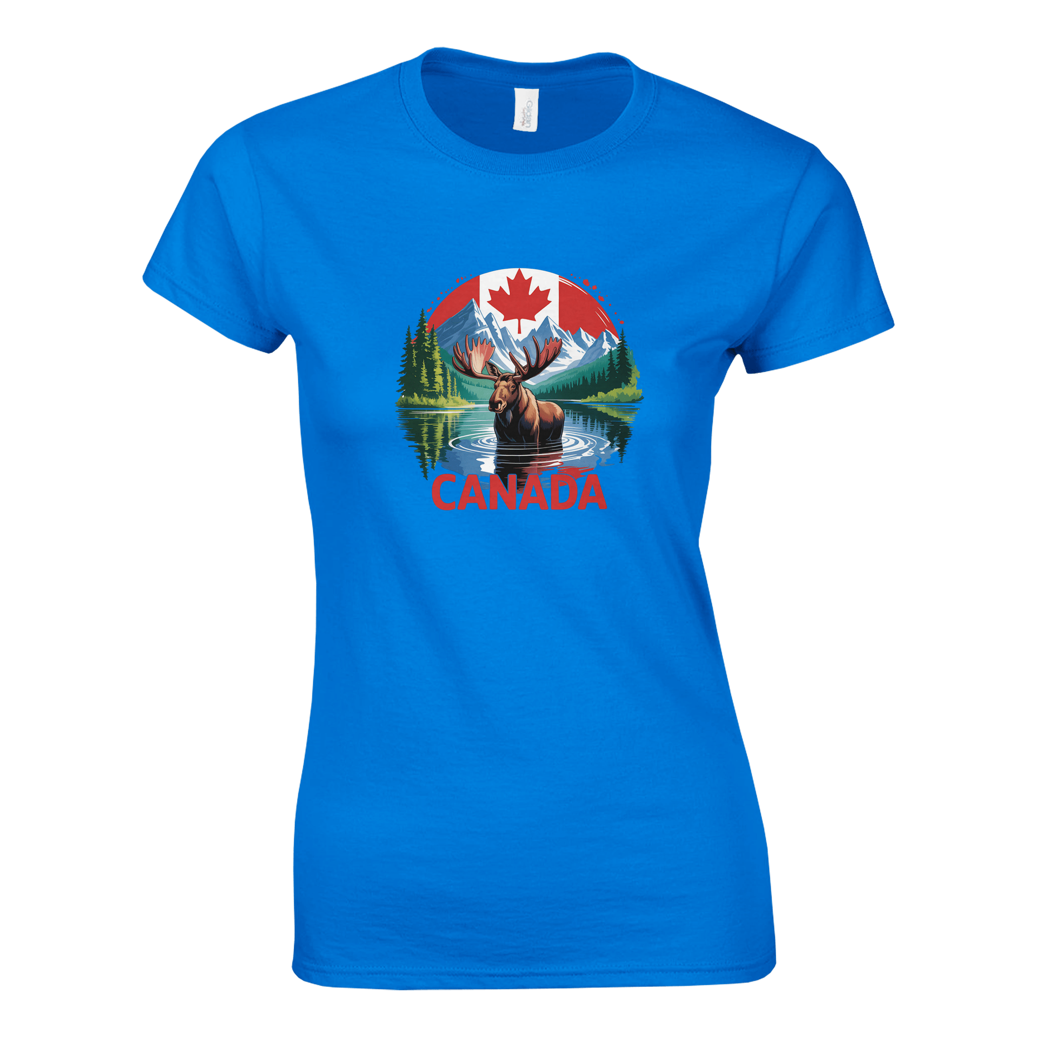 Ladies T-Shirt - Canada Moose and Mountains Design - KPAP Canada