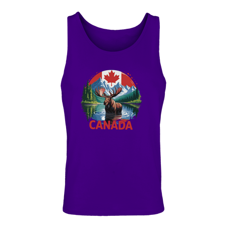 Canadian Moose & Mountains Tank Top – Men's Mid - Weight Cotton Tee - KPAP Canada