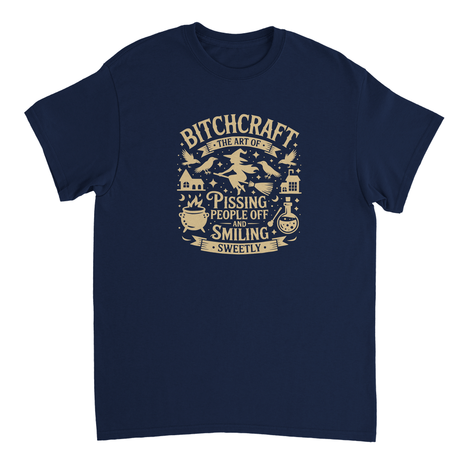 Bitchcraft: The Art of Pissing People Off & Smiling Sweetly T-Shirt – Witchy, Sassy & Spooky Cotton Tee - KPAP Canada