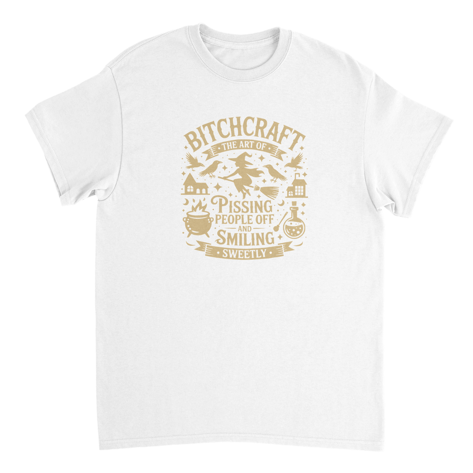 Bitchcraft: The Art of Pissing People Off & Smiling Sweetly T-Shirt – Witchy, Sassy & Spooky Cotton Tee - KPAP Canada