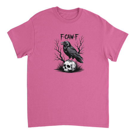 Gothic Raven Skull 'F - CAW - F' T-Shirt – Edgy Heavyweight Cotton, Classic Fit, Durable Casual Wear - KPAP Canada