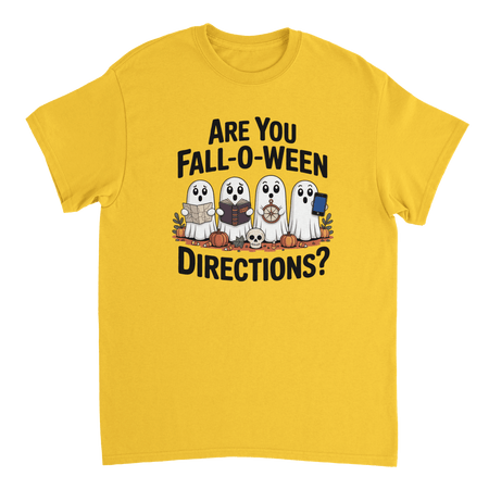 Are You Fall - O - Ween Directions? Funny Ghost Halloween T-Shirt – Spooky Season Heavyweight Cotton Tee - KPAP Canada