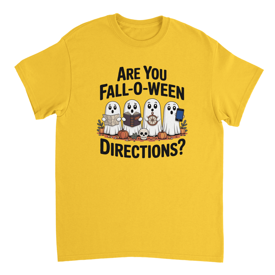 Are You Fall - O - Ween Directions? Funny Ghost Halloween T-Shirt – Spooky Season Heavyweight Cotton Tee - KPAP Canada