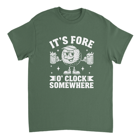 It's Fore O'Clock Somewhere Golf T-Shirt – Heavyweight Cotton, Classic Fit, Durable Casual Wear - KPAP Canada