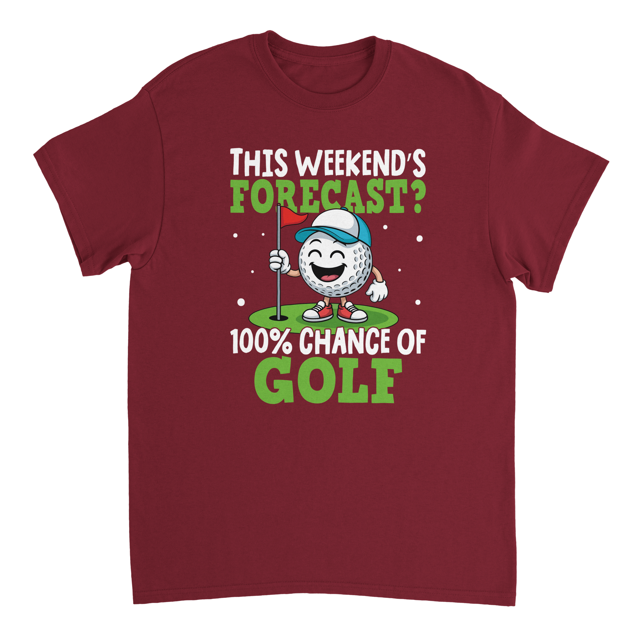 Weekend Forecast Golf T-Shirt – 100% Chance of Golf, Heavyweight Cotton, Classic Fit for Golf Lovers - KPAP Canada