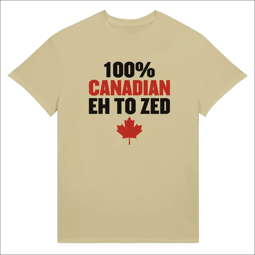 100% Canadian Eh to Zed unisex cotton t-shirt with maple leaf
