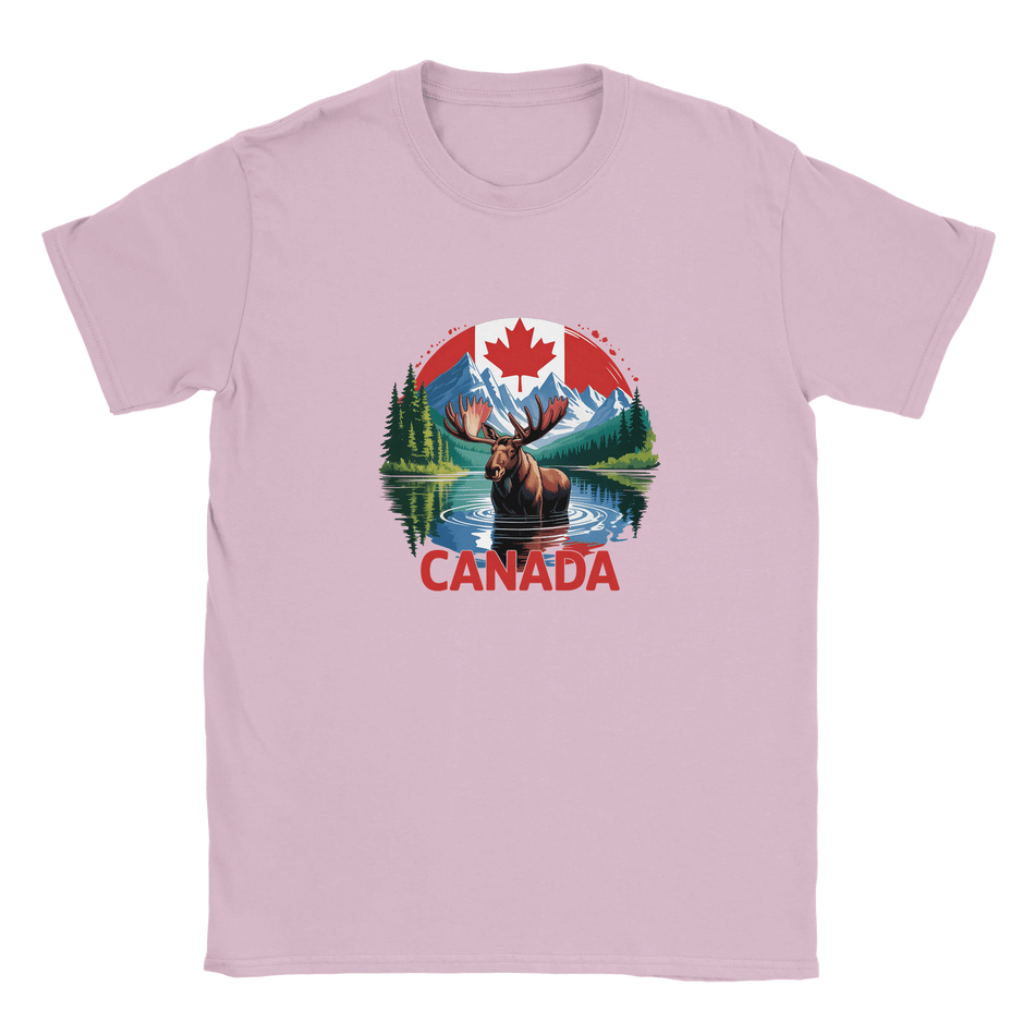Kids Moose and Mountains T-Shirt - Soft Heavyweight Fabric - KPAP Canada