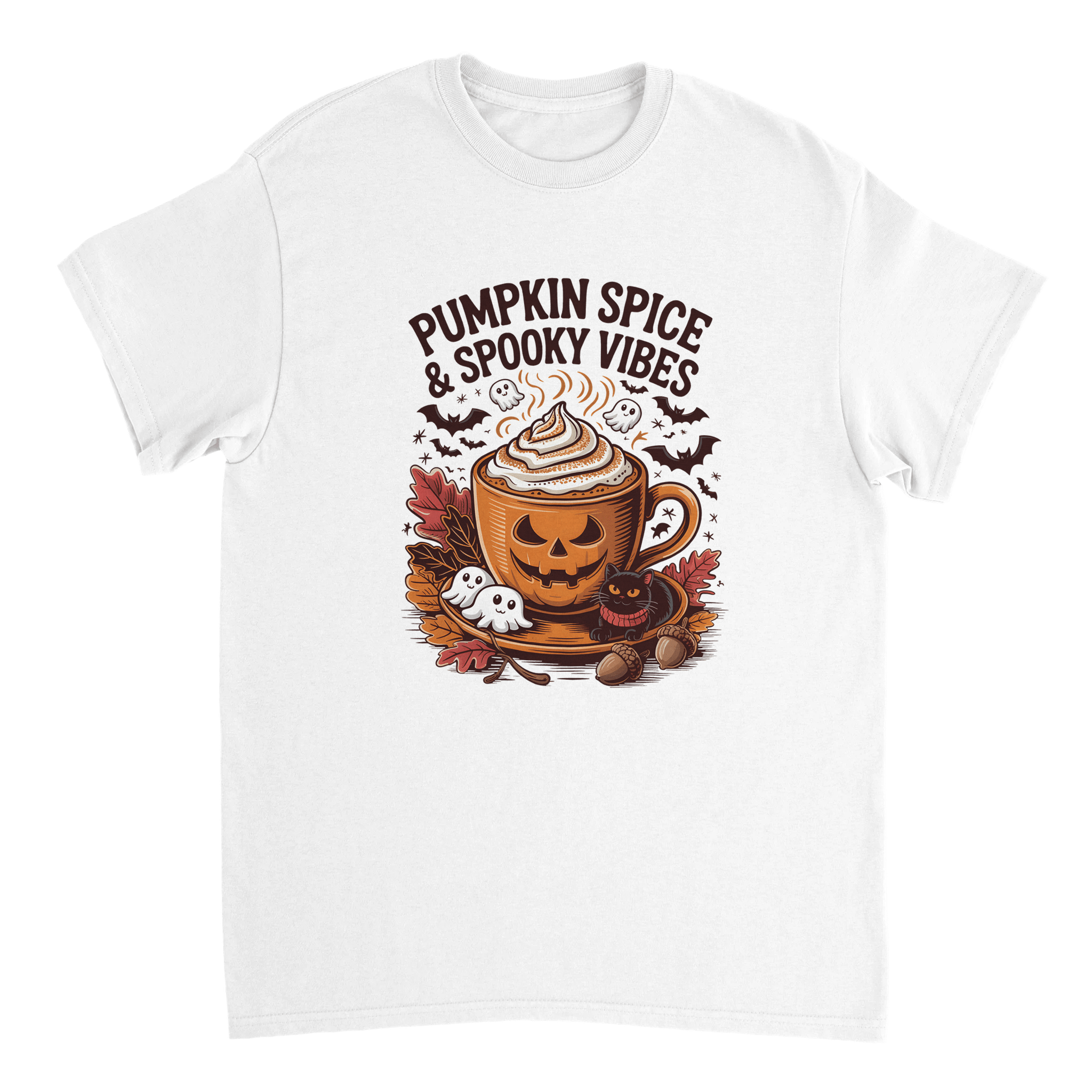 Spooky Pumpkin Spice Latte T-Shirt – Autumn Vibes, Halloween Fun, Heavyweight Cotton Tee - KPAP Canada