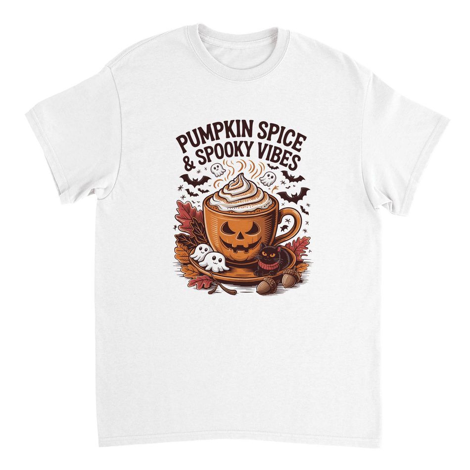 Spooky Pumpkin Spice Latte T-Shirt – Autumn Vibes, Halloween Fun, Heavyweight Cotton Tee - KPAP Canada