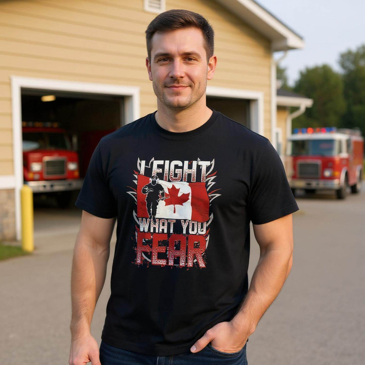 Canadian Firefighter Unisex Heavy Cotton T-Shirt - 'I Fight What You Fear' Classic Tee - KPAP Canada