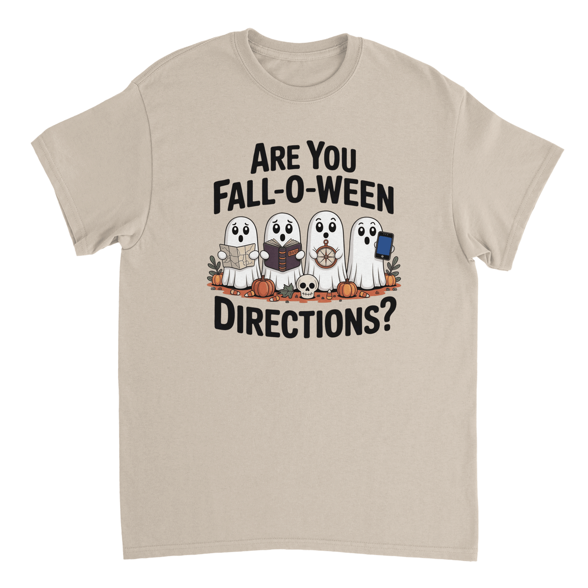 Are You Fall - O - Ween Directions? Funny Ghost Halloween T-Shirt – Spooky Season Heavyweight Cotton Tee - KPAP Canada