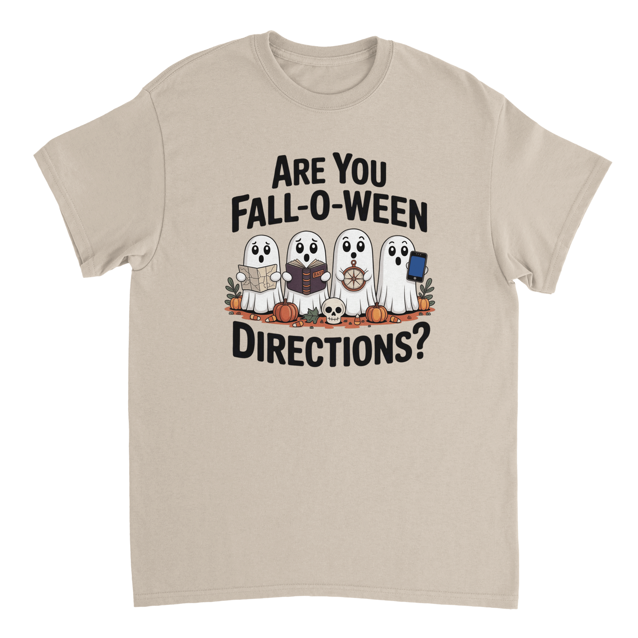 Are You Fall - O - Ween Directions? Funny Ghost Halloween T-Shirt – Spooky Season Heavyweight Cotton Tee - KPAP Canada