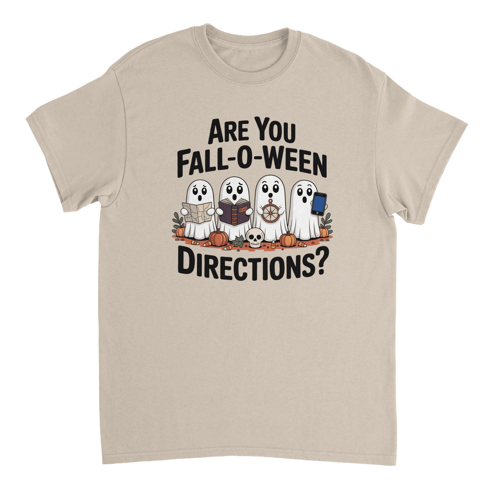 Are You Fall - O - Ween Directions? Funny Ghost Halloween T-Shirt – Spooky Season Heavyweight Cotton Tee - KPAP Canada