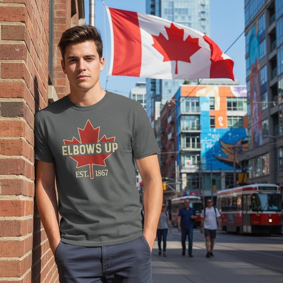 Elbows Up Canada! Classic Fit Cotton T-Shirt – Durable Casual Wear - KPAP Canada