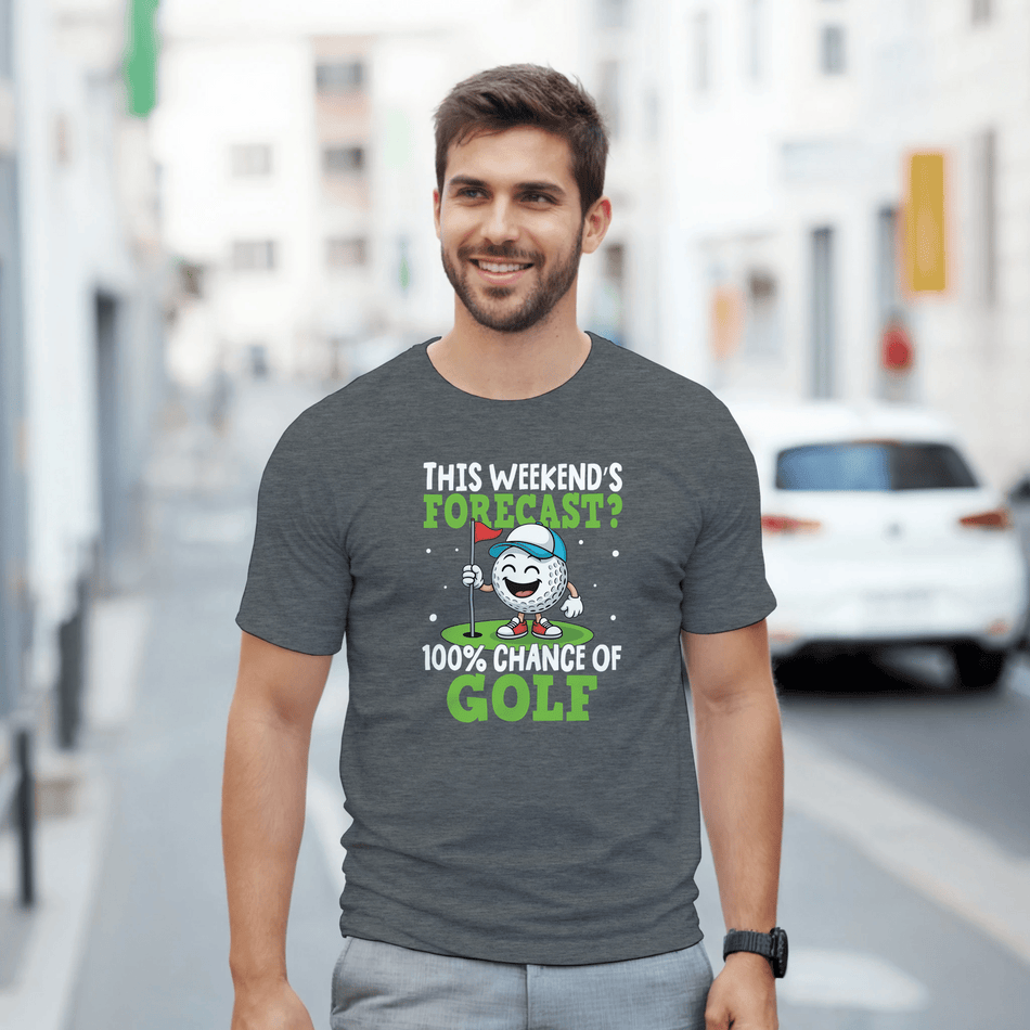 Weekend Forecast Golf T-Shirt – 100% Chance of Golf, Heavyweight Cotton, Classic Fit for Golf Lovers - KPAP Canada
