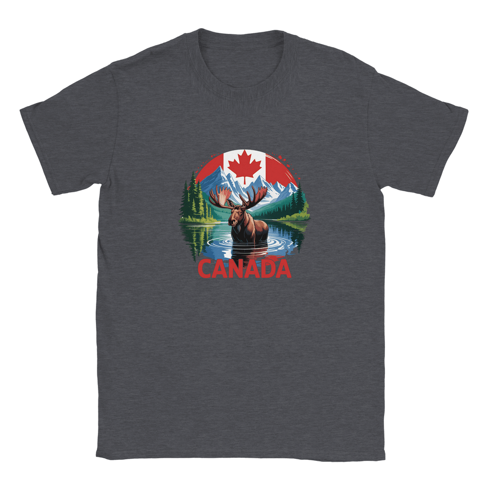 Kids Moose and Mountains T-Shirt - Soft Heavyweight Fabric - KPAP Canada