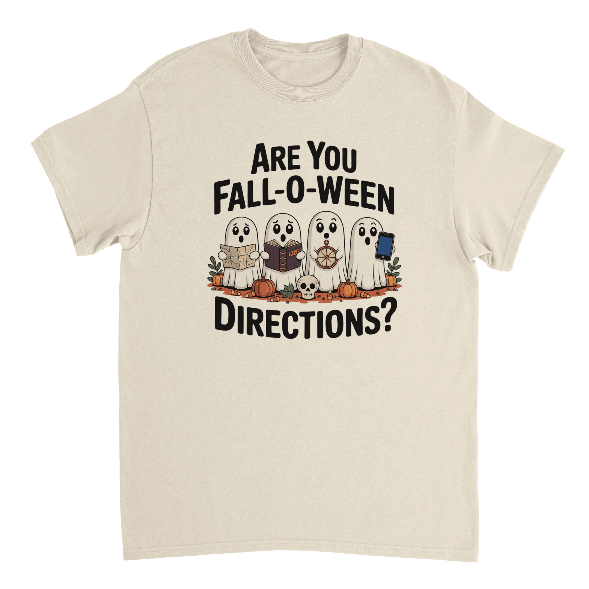 Are You Fall - O - Ween Directions? Funny Ghost Halloween T-Shirt – Spooky Season Heavyweight Cotton Tee - KPAP Canada