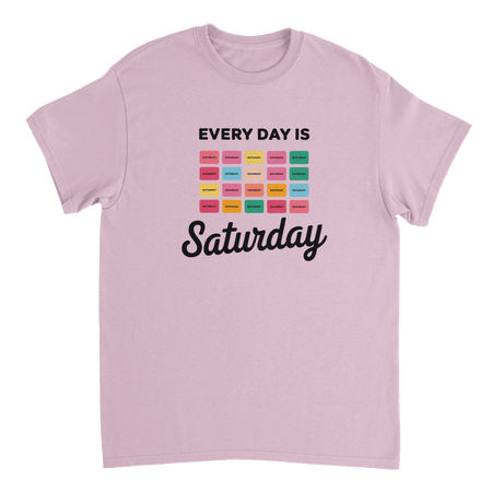 Every Day Is Saturday Fun Tee – Retro Pastel Blocks, Heavyweight Cotton, Classic Fit, Durable Casual Wear - KPAP Canada