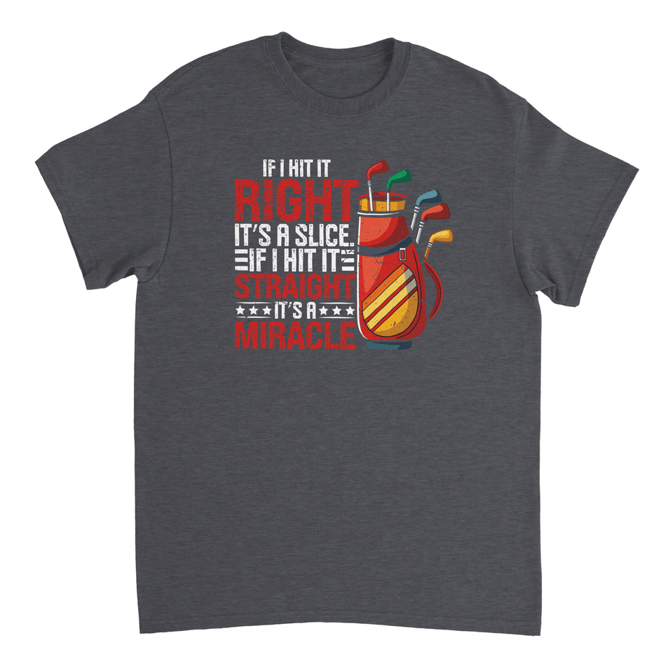 Right Straight Miracle Golf Dad T-Shirt – Heavyweight Cotton, Classic Fit, Durable Casual Wear for Golf Lovers - KPAP Canada