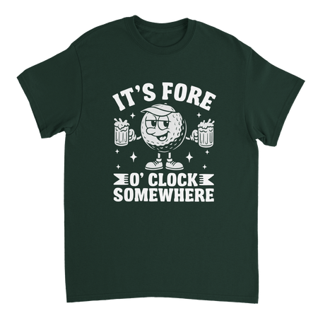 It's Fore O'Clock Somewhere Golf T-Shirt – Heavyweight Cotton, Classic Fit, Durable Casual Wear - KPAP Canada
