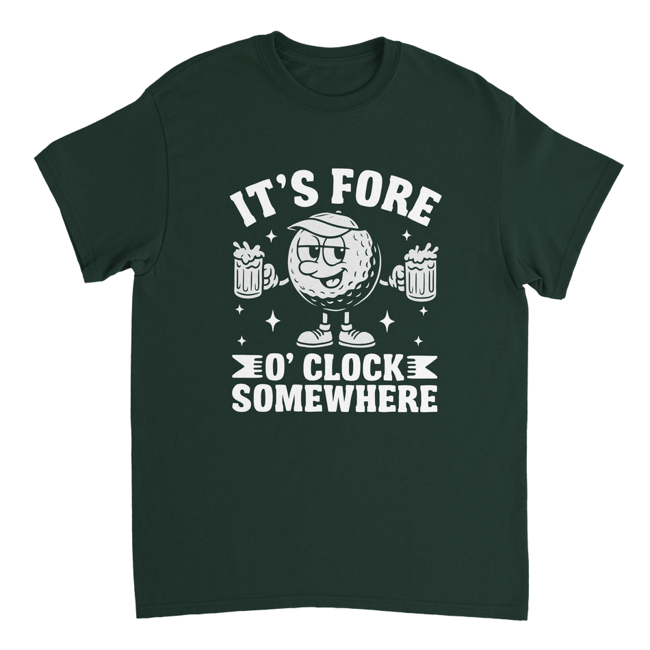 It's Fore O'Clock Somewhere Golf T-Shirt – Heavyweight Cotton, Classic Fit, Durable Casual Wear - KPAP Canada