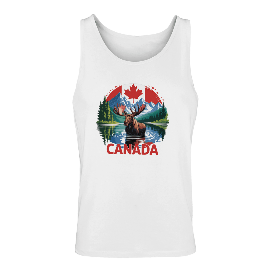 Canadian Moose & Mountains Tank Top – Men's Mid - Weight Cotton Tee - KPAP Canada