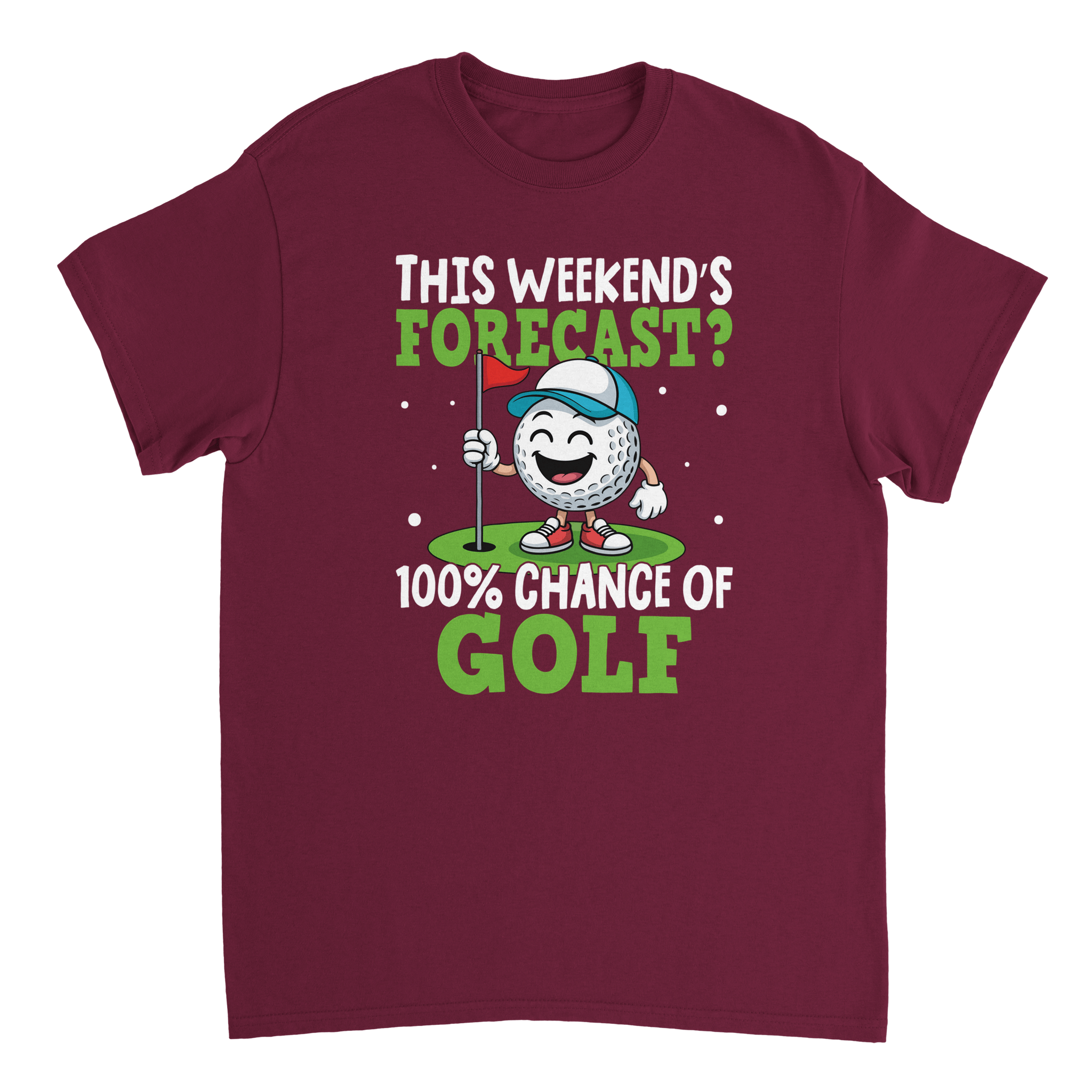 Weekend Forecast Golf T-Shirt – 100% Chance of Golf, Heavyweight Cotton, Classic Fit for Golf Lovers - KPAP Canada