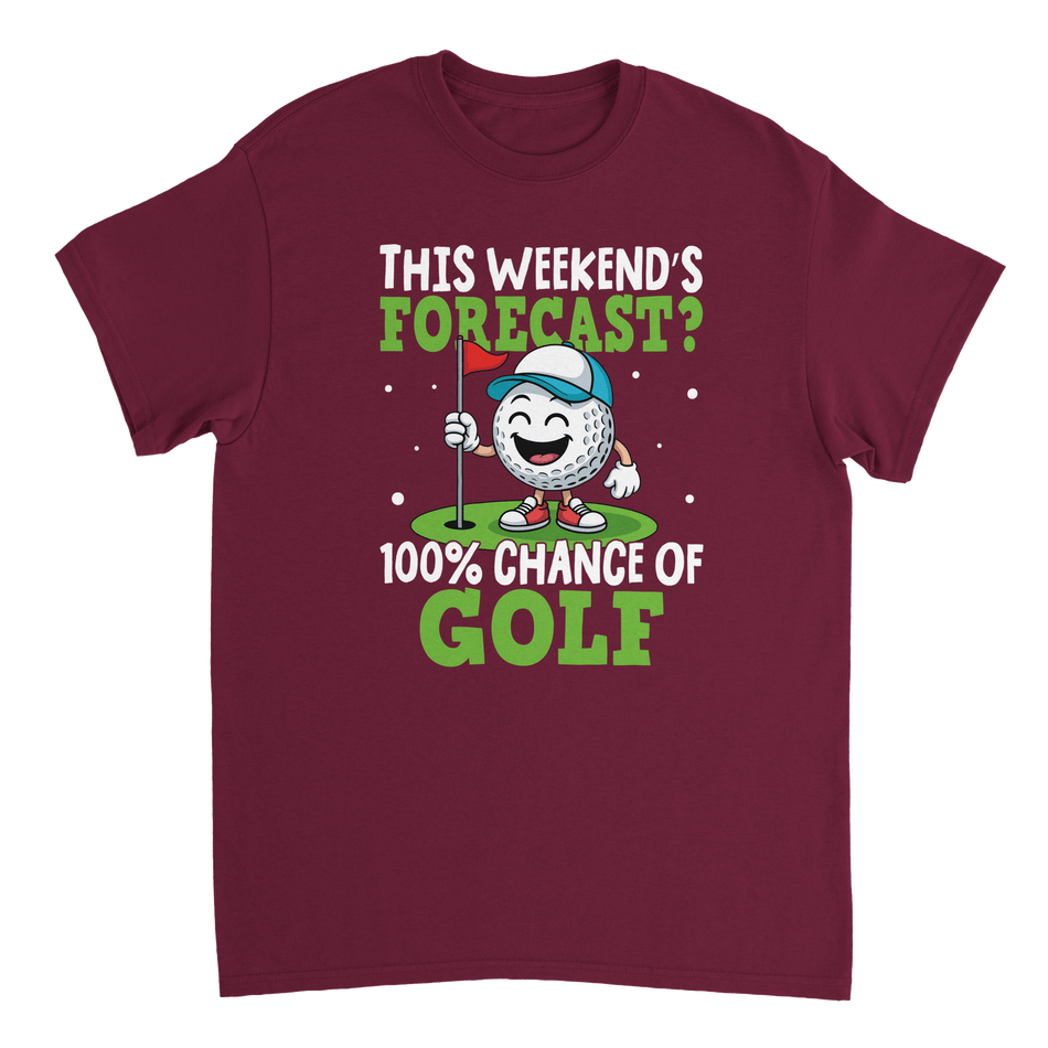 Weekend Forecast Golf T-Shirt – 100% Chance of Golf, Heavyweight Cotton, Classic Fit for Golf Lovers - KPAP Canada