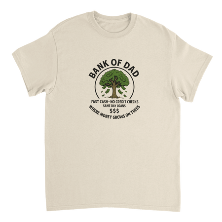 Bank of Dad T-Shirt – Humorous Money Tree Design, Heavyweight Cotton, Classic Fit for Everyday Fun - KPAP Canada
