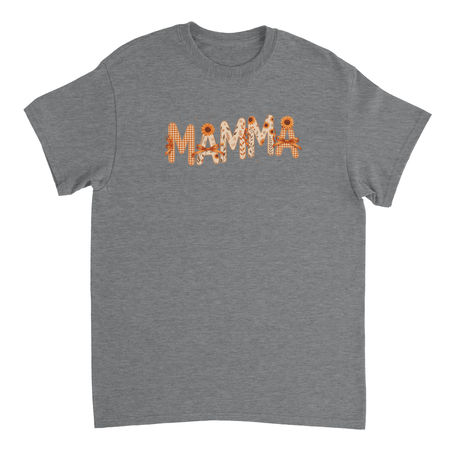 Autumn 'MAMMA' T-Shirt – Sunflower & Gingham Print, Heavyweight Cotton, Classic Fit for Everyday Comfort - KPAP Canada