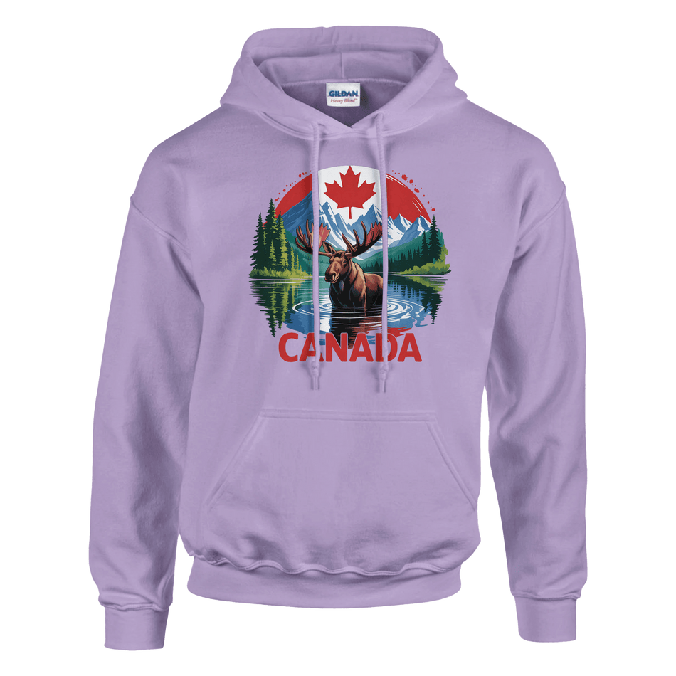 Canadian Moose & Mountains Pullover Hoodie – Heavy Blend Comfort - KPAP Canada