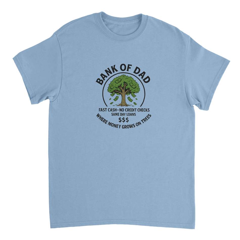 Bank of Dad T-Shirt – Humorous Money Tree Design, Heavyweight Cotton, Classic Fit for Everyday Fun - KPAP Canada