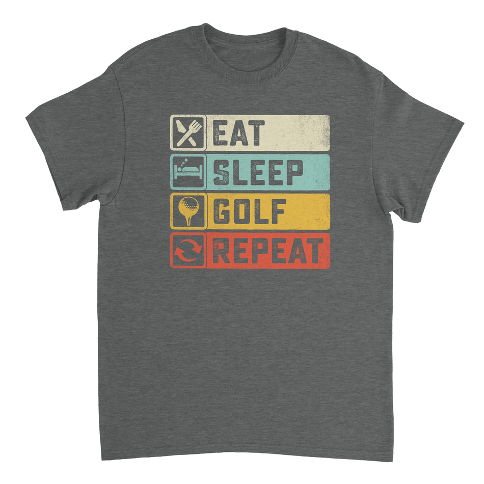 Eat Sleep Golf Repeat T-Shirt – Heavyweight Cotton, Classic Fit, Durable Casual Tee for Golfers - KPAP Canada