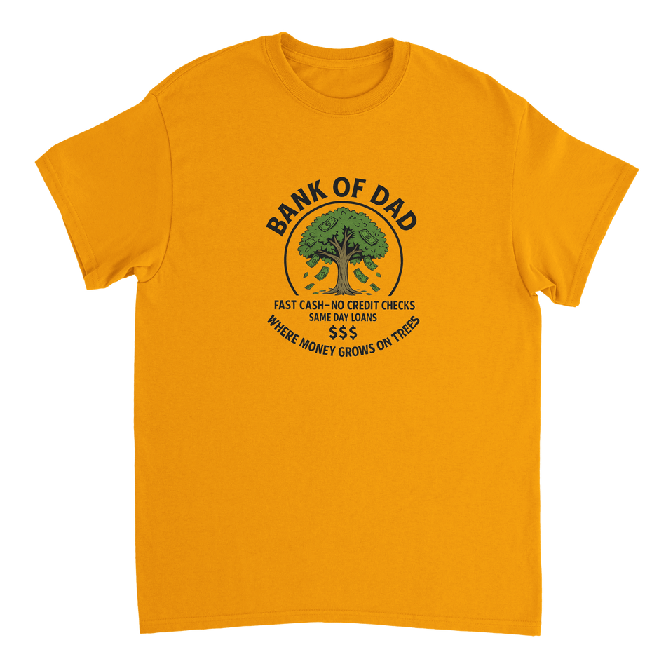 Bank of Dad T-Shirt – Humorous Money Tree Design, Heavyweight Cotton, Classic Fit for Everyday Fun - KPAP Canada