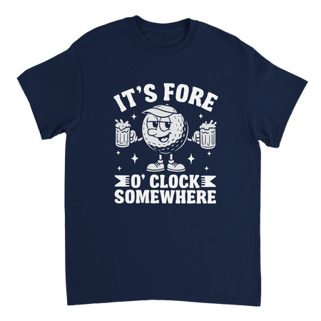 It's Fore O'Clock Somewhere Golf T-Shirt – Heavyweight Cotton, Classic Fit, Durable Casual Wear - KPAP Canada