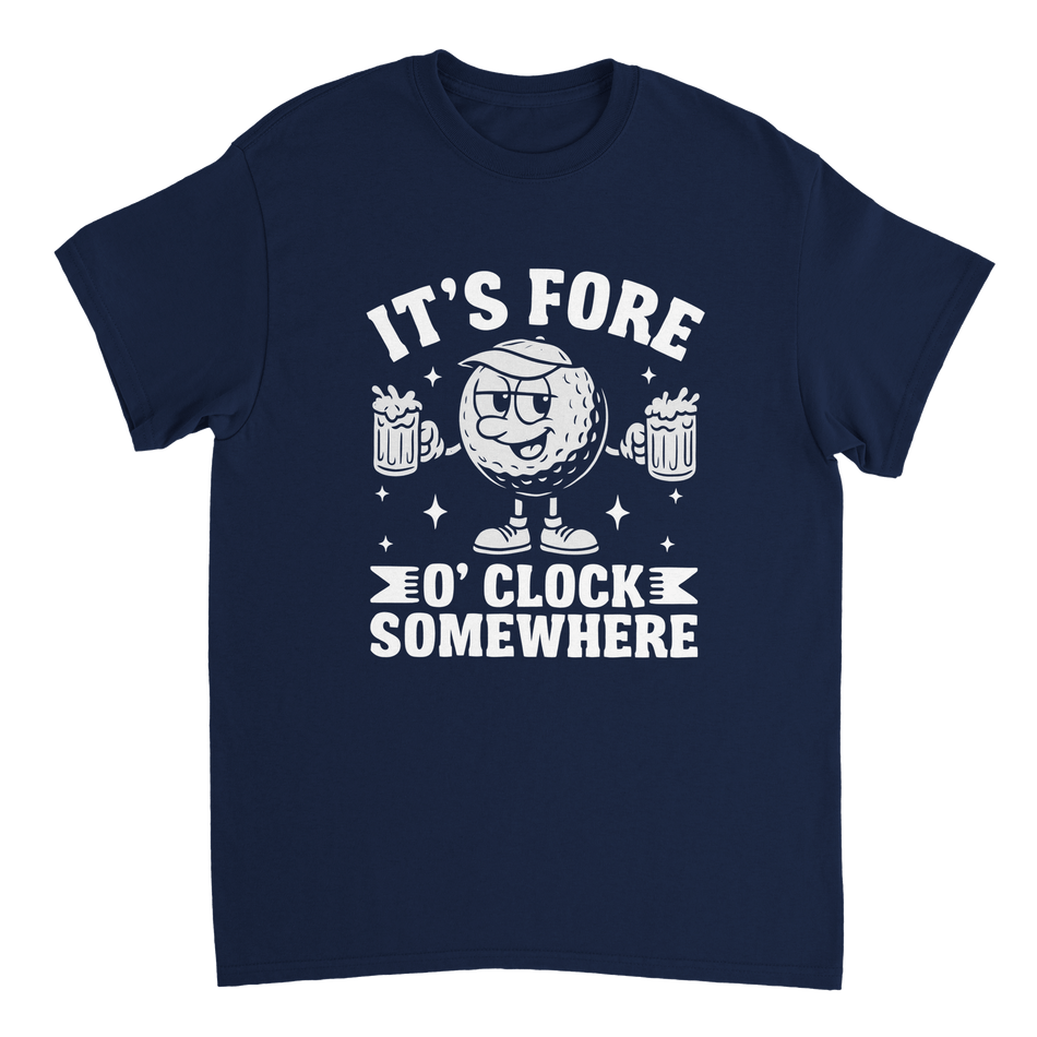 It's Fore O'Clock Somewhere Golf T-Shirt – Heavyweight Cotton, Classic Fit, Durable Casual Wear - KPAP Canada