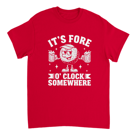 It's Fore O'Clock Somewhere Golf T-Shirt – Heavyweight Cotton, Classic Fit, Durable Casual Wear - KPAP Canada
