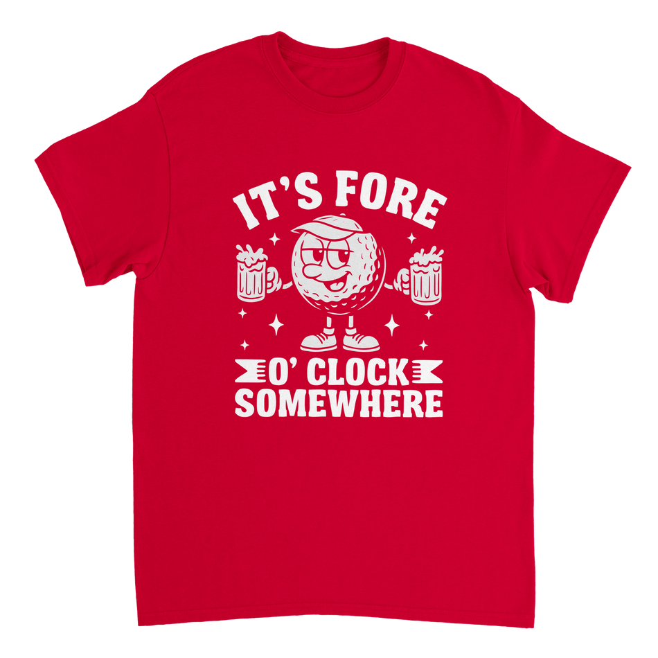It's Fore O'Clock Somewhere Golf T-Shirt – Heavyweight Cotton, Classic Fit, Durable Casual Wear - KPAP Canada