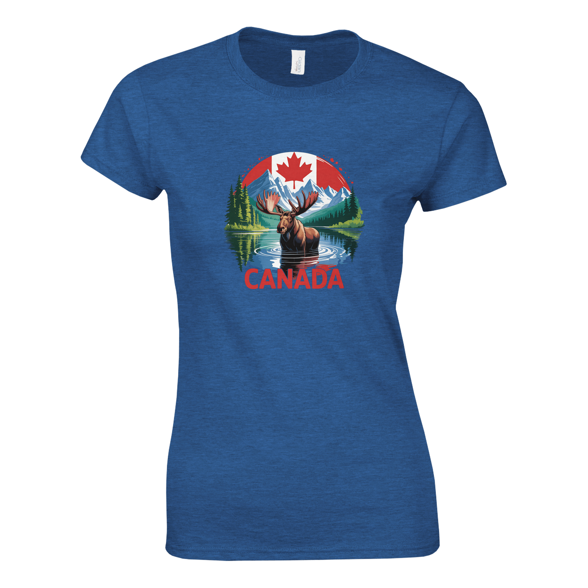 Ladies T-Shirt - Canada Moose and Mountains Design - KPAP Canada