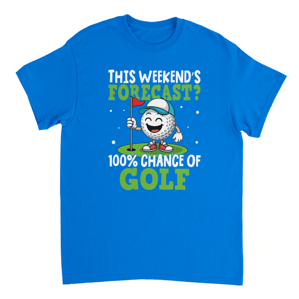 Weekend Forecast Golf T-Shirt – 100% Chance of Golf, Heavyweight Cotton, Classic Fit for Golf Lovers - KPAP Canada