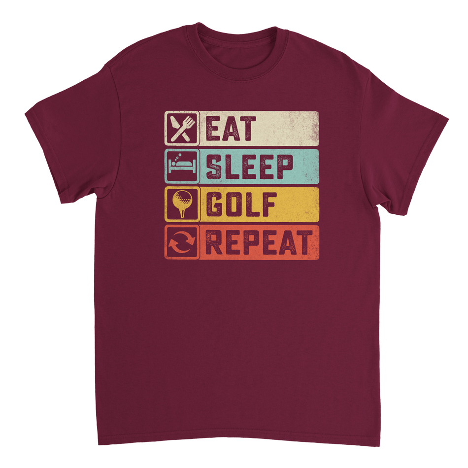 Eat Sleep Golf Repeat T-Shirt – Heavyweight Cotton, Classic Fit, Durable Casual Tee for Golfers - KPAP Canada
