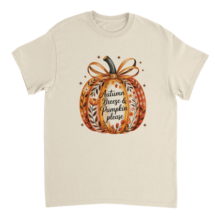 Autumn Breeze & Pumpkin Please T-Shirt – Fall Floral Design, Heavyweight Cotton, Classic Fit for Cozy Comfort - KPAP Canada