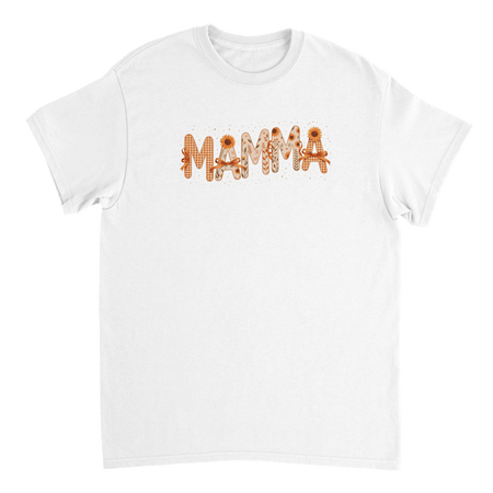 Autumn 'MAMMA' T-Shirt – Sunflower & Gingham Print, Heavyweight Cotton, Classic Fit for Everyday Comfort - KPAP Canada