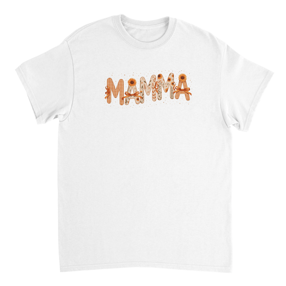 Autumn 'MAMMA' T-Shirt – Sunflower & Gingham Print, Heavyweight Cotton, Classic Fit for Everyday Comfort - KPAP Canada