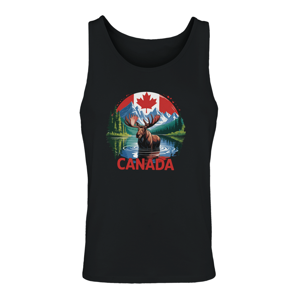 Canadian Moose & Mountains Tank Top – Men's Mid - Weight Cotton Tee - KPAP Canada