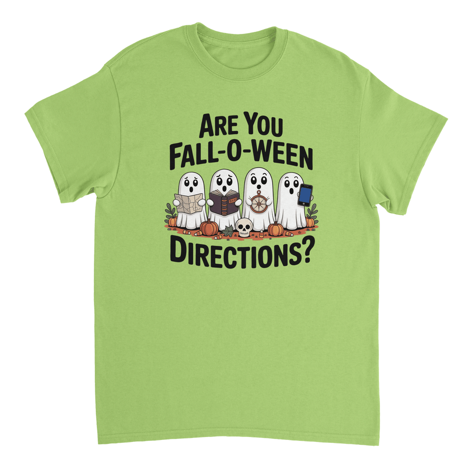 Are You Fall - O - Ween Directions? Funny Ghost Halloween T-Shirt – Spooky Season Heavyweight Cotton Tee - KPAP Canada